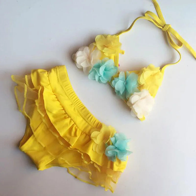 children's swimsuit bikini style flower baby swimsuit for girls
