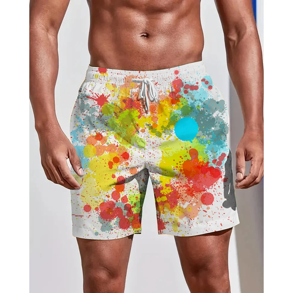 Summer Seasons Rendering Shorts Graffiti 3D Printing Men's Beach Pants Swimming Comfortable Quick Drying Fashion Youth Loose Men