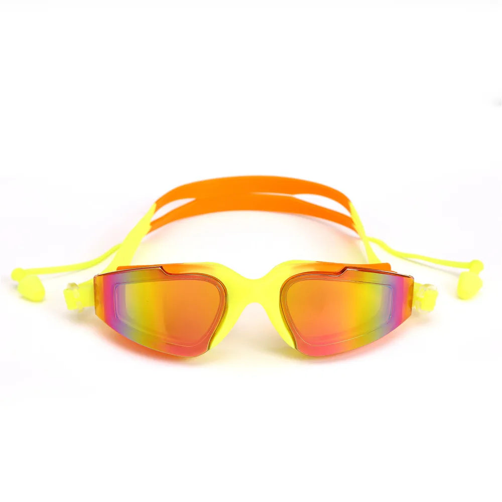 Professional Swimming Goggles for Men and Women, Silicone Anti-Fog, UV Adjustable, Multicolor Swimming Glasses with Earplug