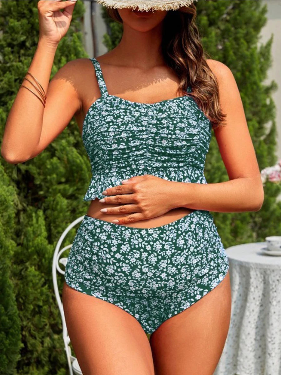 High Waist Bikini Ruffle Pregnant Swimsuit Women Two Pieces Swimwear Female Bathers Bathing Swimming Swim Suit Beachwear