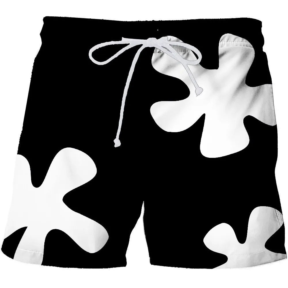 Paint Splat Design Summer Men's Shorts Quick Drying Hawaii Holiday Sports Swimming Trunks Fashion 3D Coconut Tree Printed Loose Sports Shorts 6XL