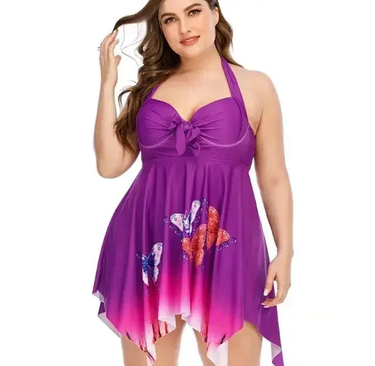 Plus Size Tankini Women's Swimwear Two-Piece Swimsuit Beach Swimwear Bathers