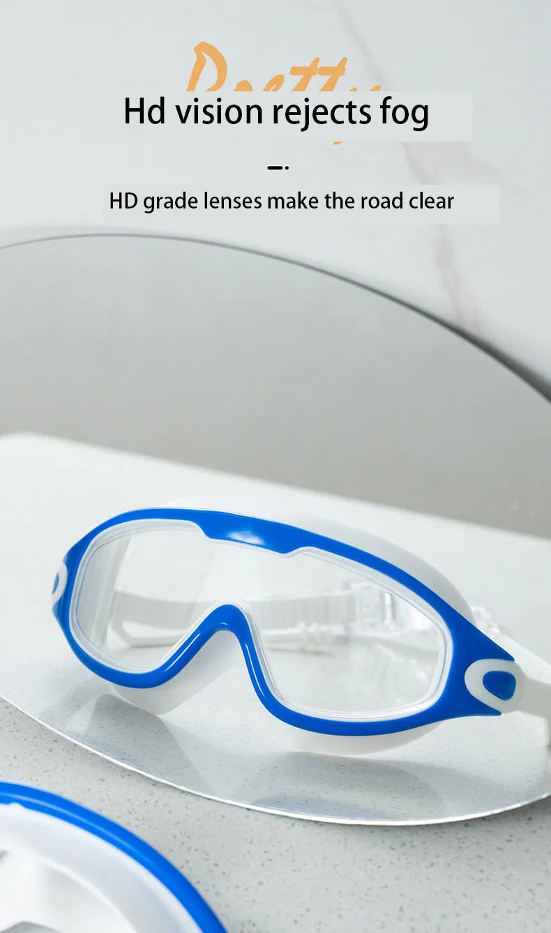 Swimming Glasses Adult Men and Women High-definition Waterproof Anti-fog Swimming Goggles Flat Big Frame Swimming Goggles