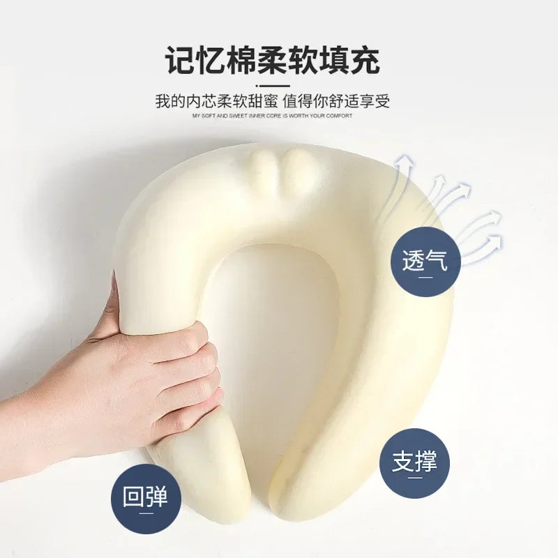 Travel Pillow Memory Foam Neck Support Flight Comfortable Head Cushion Support Neck Pillow Accessories for Sleep Rest Airplane