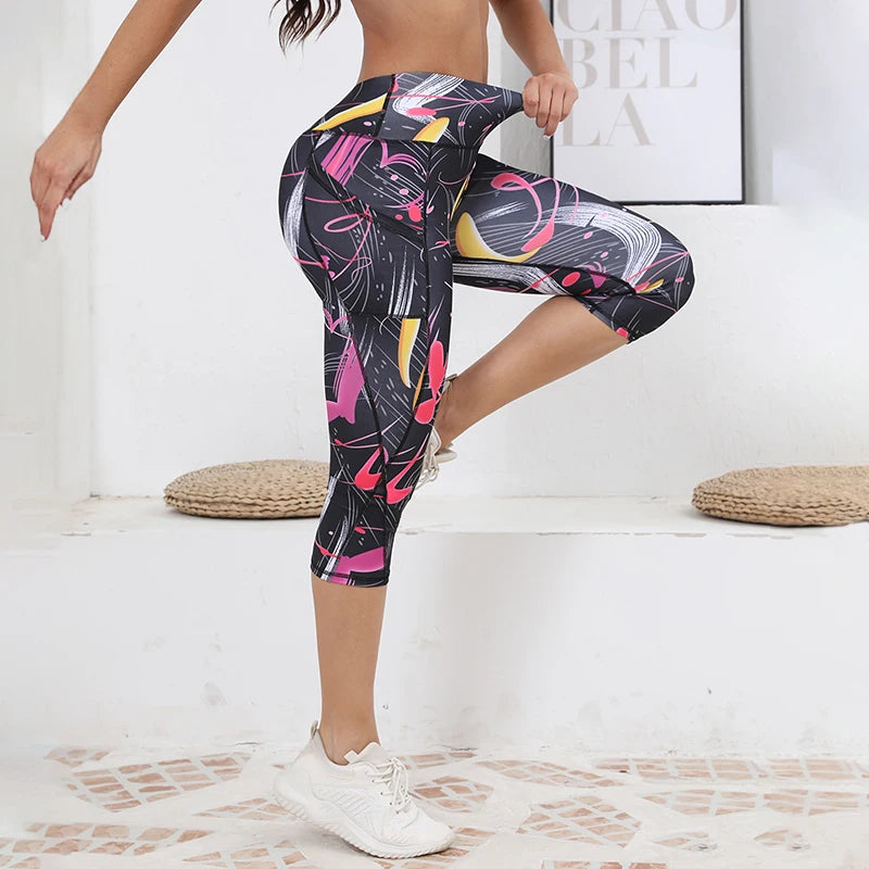 Capri Leggings with Pockets for Women High Waisted Workout Leggings Tummy Control Yoga Pants