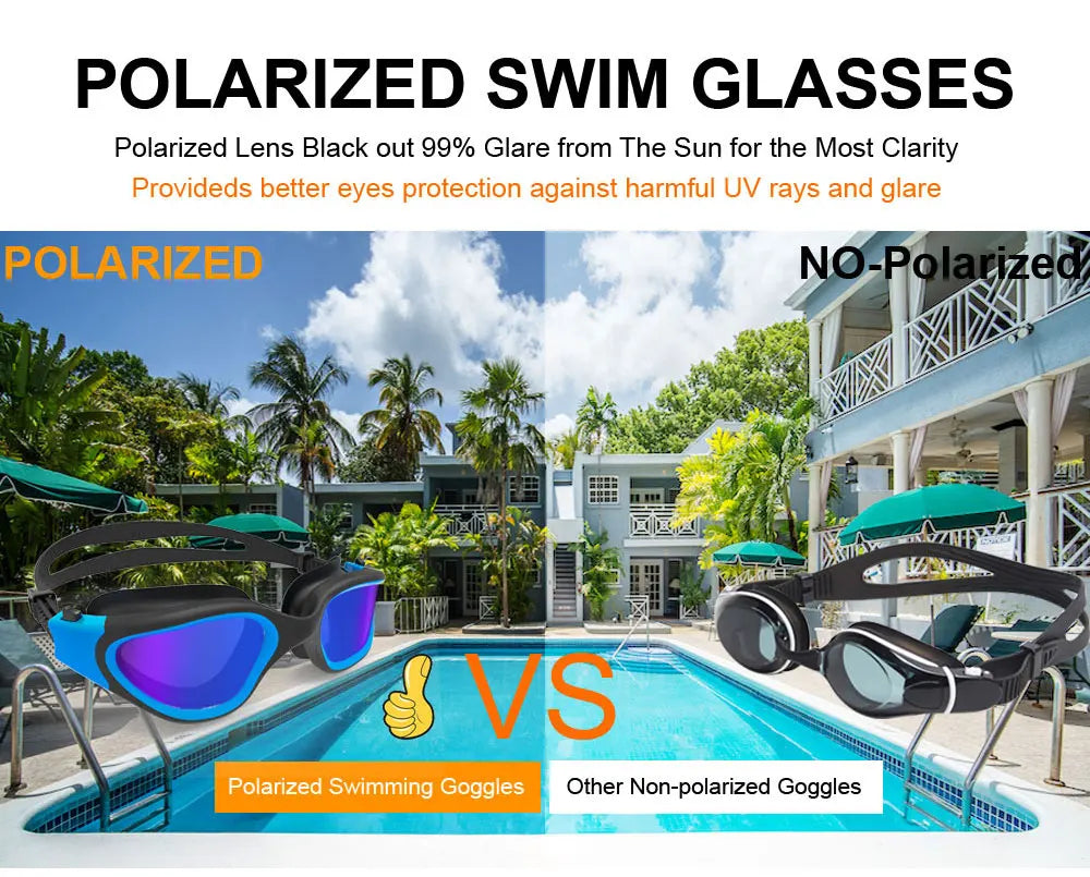 Professional Adult Anti-Fog UV Protection Lens Men Women Polarized Swimming Goggles Waterproof Adjustable Silicone Swim Glasses