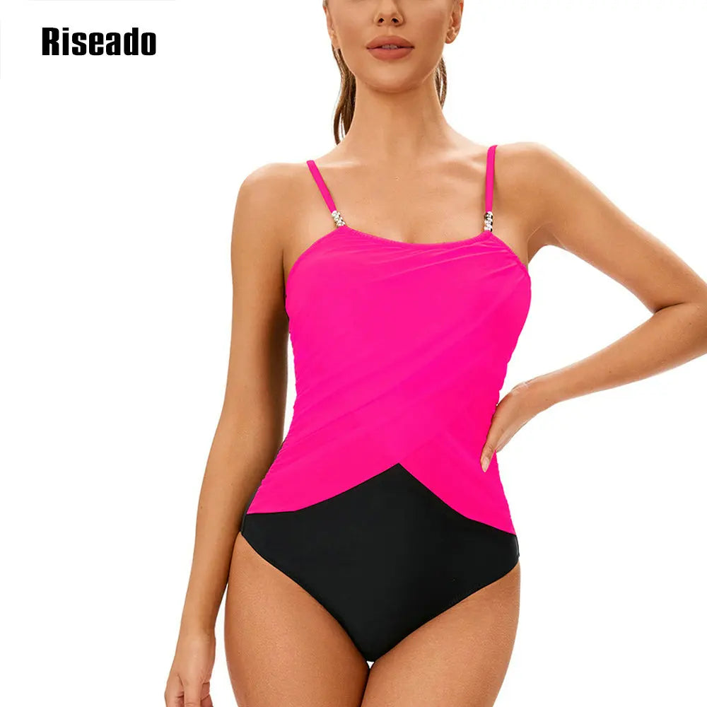 Women's Swimsuit One Piece Swimwear Square Neck Tummy Control with Adjustable Spaghetti Straps