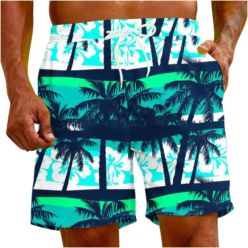 Beach Shorts For Men 3d Printing Tropical Plants Surf Board Shorts Quick Dry Summer Holiday Swimming Trunks