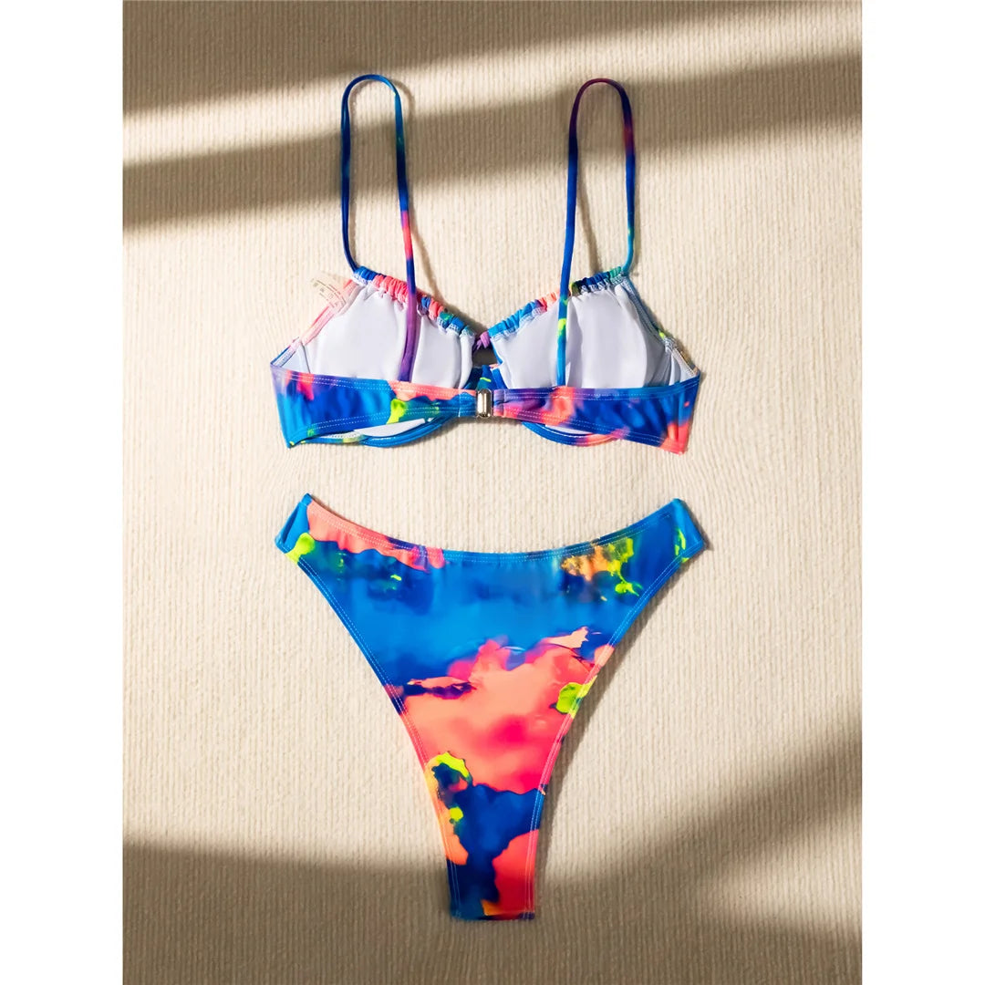Colorful Printed Underwired Brazilian Bikini Female Swimsuit Women Swimwear Two-pieces Bikini set Bather Bathing Suit Swim