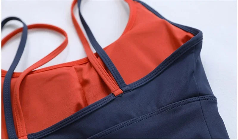 PofyBofy Womens Scoop Neck Longline Sports Bra - U Back Adjustable Straps Workout Crop Tank Top 2 in 1 Longline Workout Yoga Bra