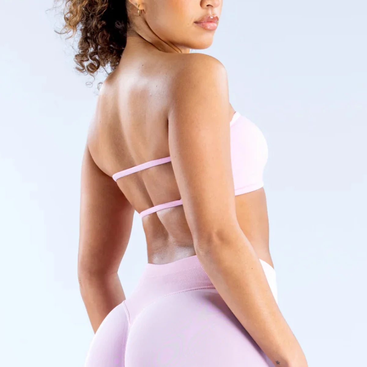 Backless Bandeau for Women Backless Sports Bra Strapless Open Back Gym Crop Top Seamless Strapless Bra Workout Yoga Top