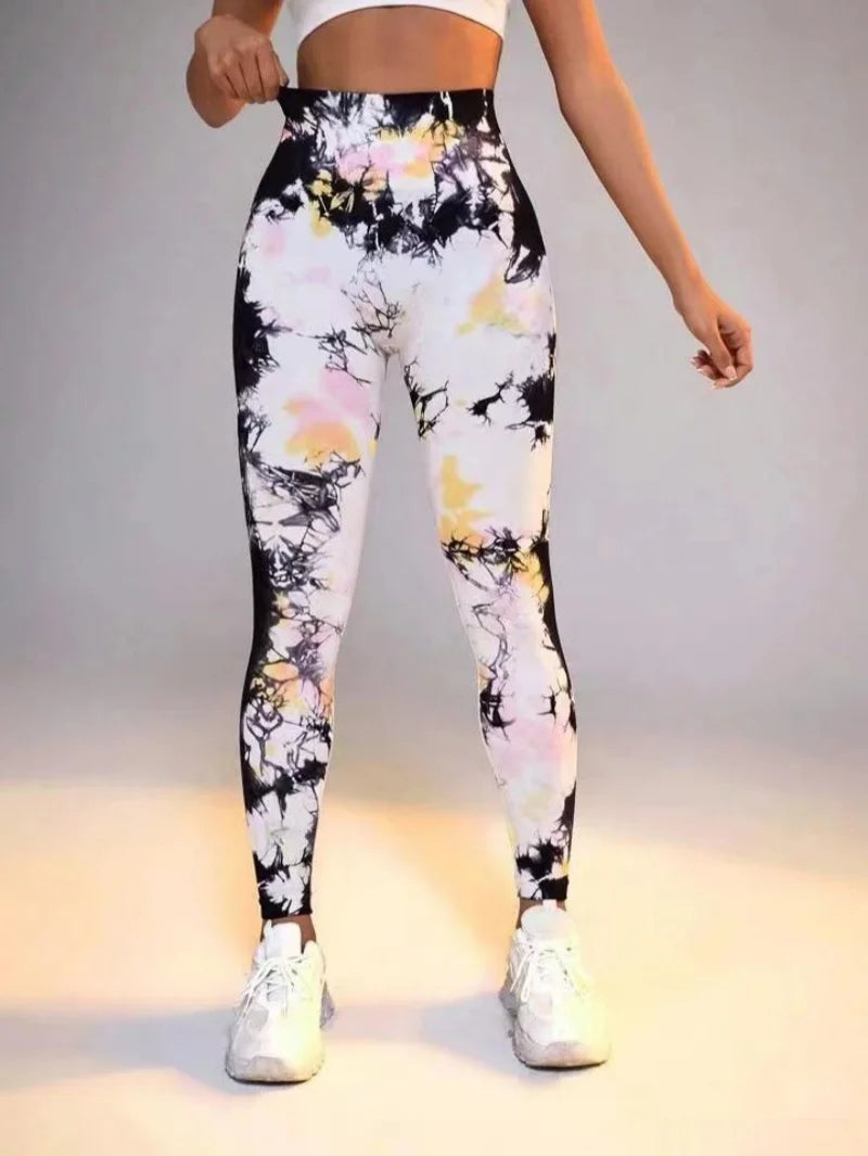 3D Print Tie Dye Sports Pants Women Seamless Leggings High Waist Fitness Push Up Leggings Gym Clothing Workout Tights
