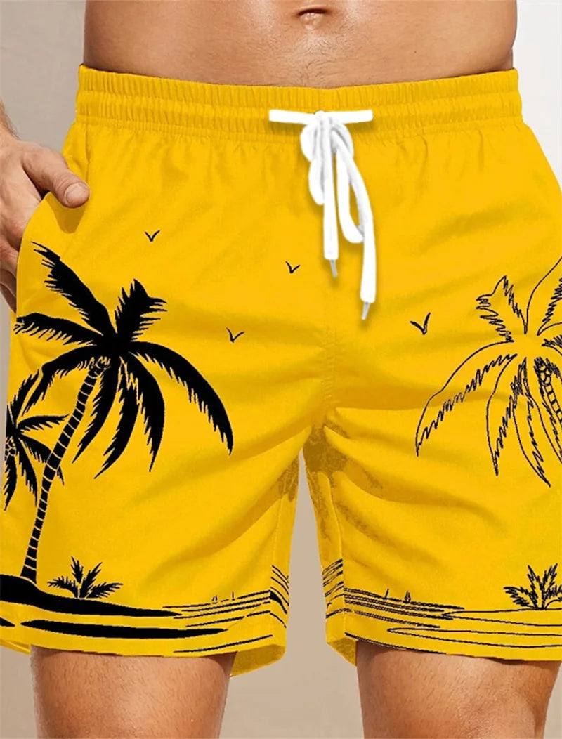 Men's Beach Shorts Fun 3D Striped Print Swim Trunks Fashion Summer Loose Casual Pants Boy Girl Unisex Gym Board Shorts