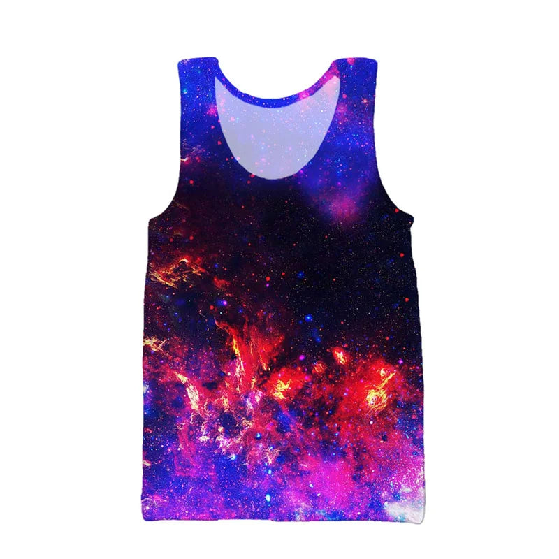 3D Printing Colorful Psychedelic Tank Top For Men Summer Street Beach T-shirt Casual Fitness Bodybuilding Gym Muscle Vest