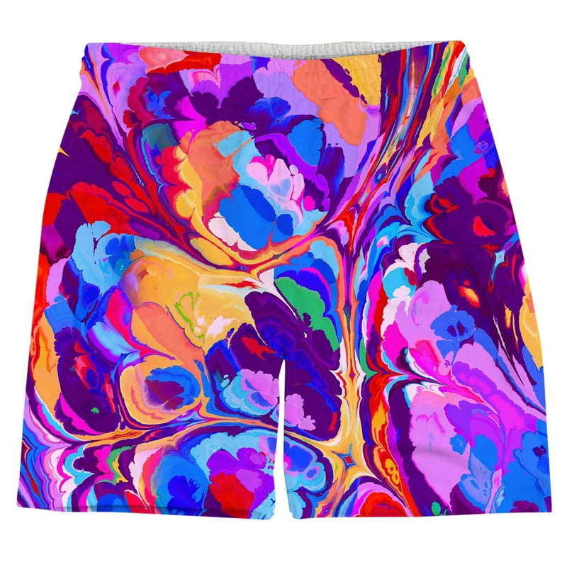 Colorful Psychedelic Pattern Men Short Pants 3D Printed Summer Hawaii Holiday Beach Shorts Male Fashion Hip Pop Sport Gym Trunks
