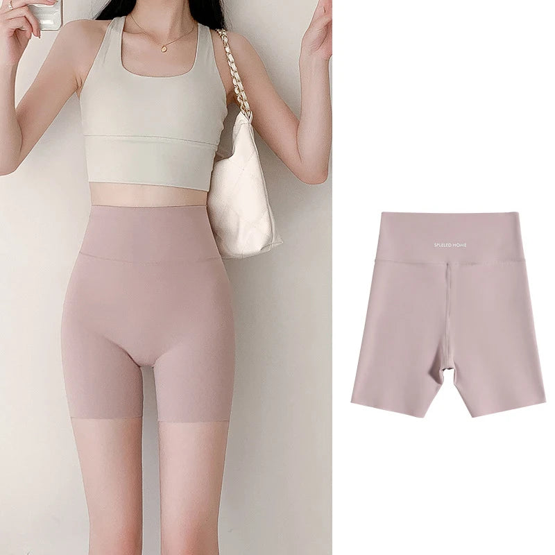 Letter Printed Sharkskin Mini Shorts Women High Waist Tight Casual Seamless Sport Cycling Safety Short