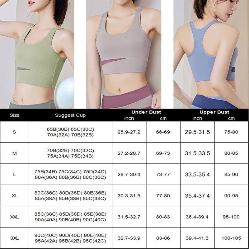 Yoga Crop Top Splicing Joint Color Yoga Bra Racer Back Pilates Bra Gym Bras Bounce Control Running Bras Fitnss Crops