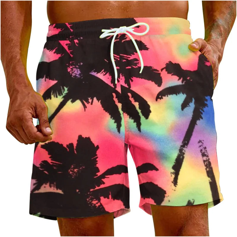Beach Shorts For Men 3d Printing Tropical Plants Surf Board Shorts Quick Dry Summer Holiday Swimming Trunks