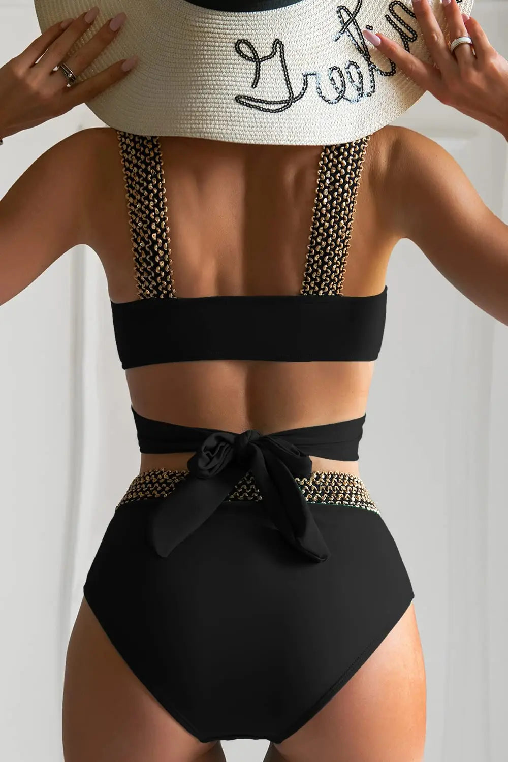 Cross High Waist Bikinis Women Black Swimwear Solid Swimsuit Female Beachwear Summer Bathers Bathing Suit Swimming