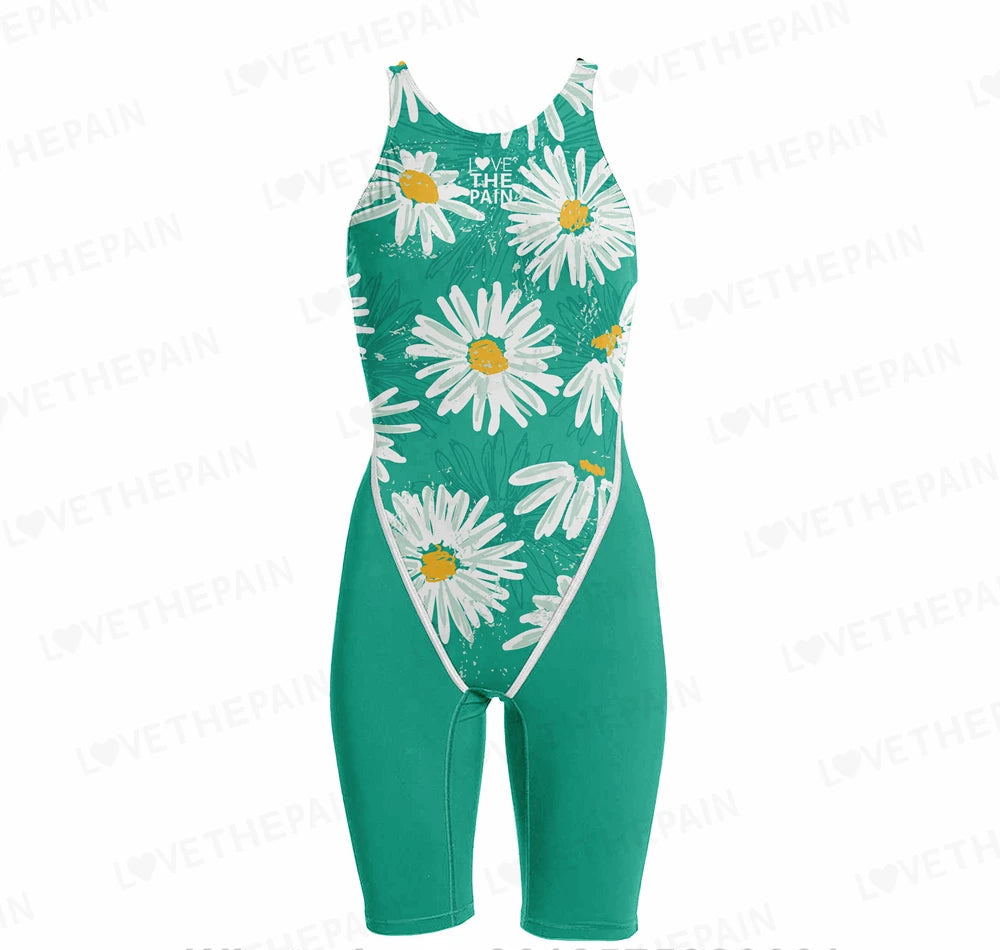 Love The Pain Training Swimwear Tech Suits Multiple Design Choice Neck To Knee Tech Suits Women Kneeskin Open Back Tech Suit Swimsuit Quick Dry Bodysuit