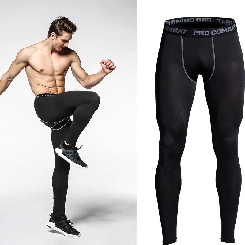 PRO Men's Sports Basketball Leggings High Elasticity Quick Drying Fitness Running Compression Training Gym Pants