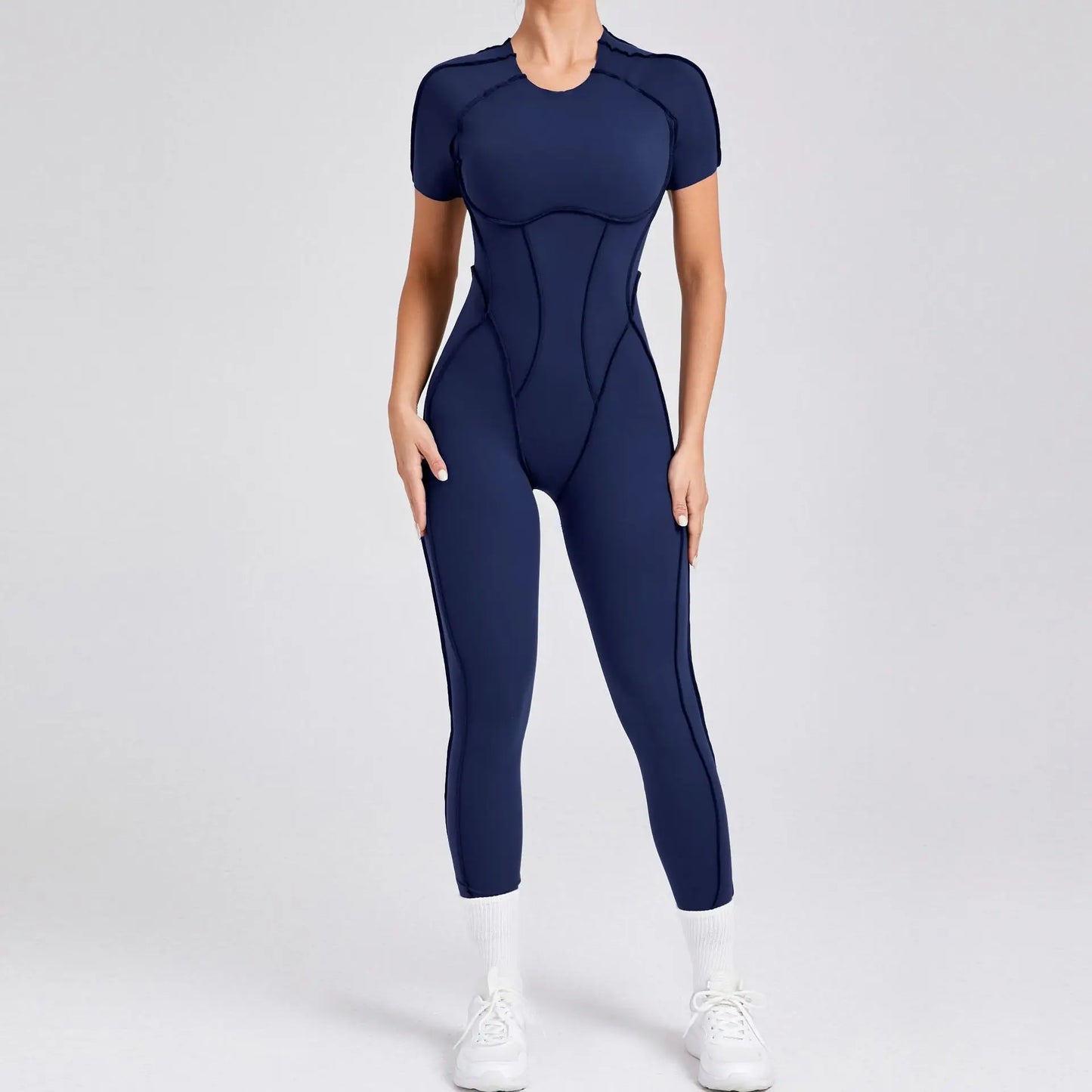 Women's One-piece chest pad Yoga Jumpsuit leggings Short sleeve Backless Slim Fit Sports Outfit High elasticity soft comfort