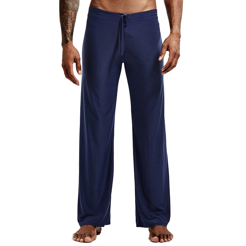 Casual Men's Yoga Drawstring Elastic Pants Sports Gym Active Wide Leg Solid Color Baggy Sweatpants Jogger Pant Trousers Clothing