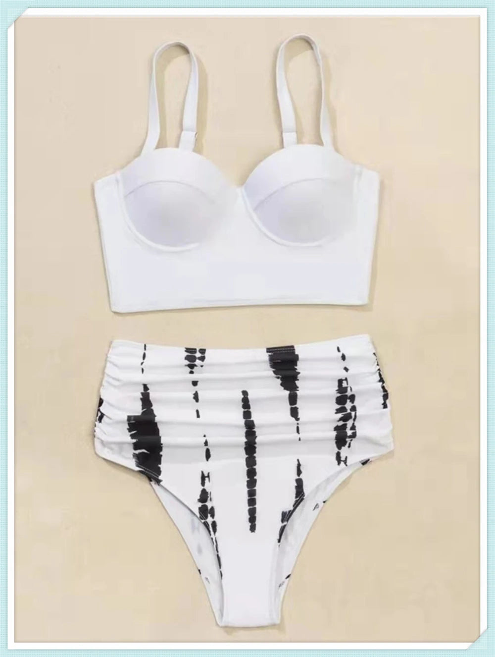 Push Up Swimsuit Women High Waist Bikini Set Butterfly Print Swimwear Female Padded Bathing Suit Swimming Beachwear Summer