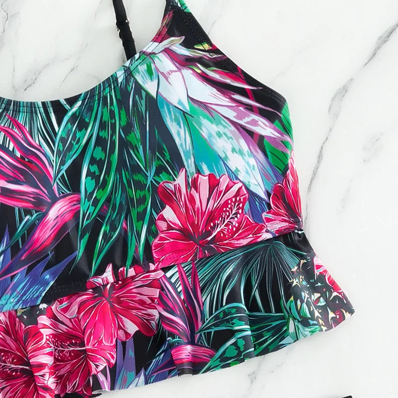 Summer Pink Swimsuits Tankini Set Female Two-piece Swimwear Beach Swim Wear Bathing Suits Pool Women's Swimming Suit 2025