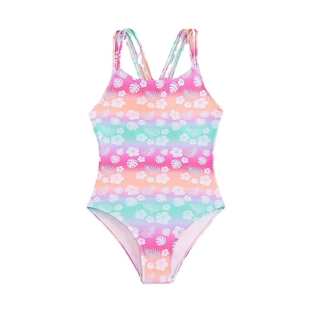 Girls Bikinis One Piece Swimsuits Baby Triangle Swimwear Children Bathing Suit Kids Monokini Floral Summer Beach Wear