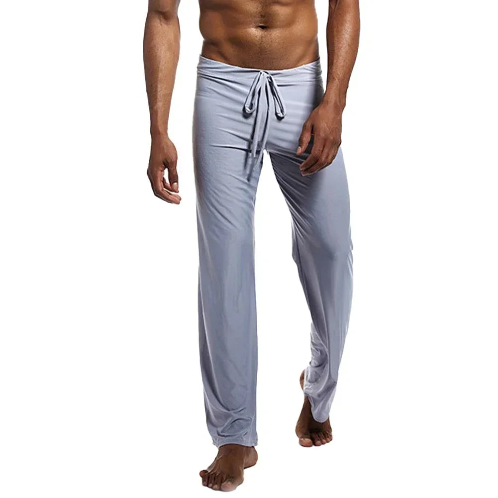 Casual Men's Yoga Drawstring Elastic Pants Sports Gym Active Wide Leg Solid Color Baggy Sweatpants Jogger Pant Trousers Clothing