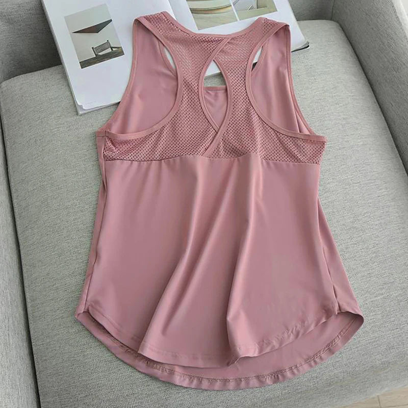 Yoga Clothing Women Sports Tops Hoodie Loose Sleeveless Running Training Quick Dry T-Shirt Outside Fitness Tank Tops