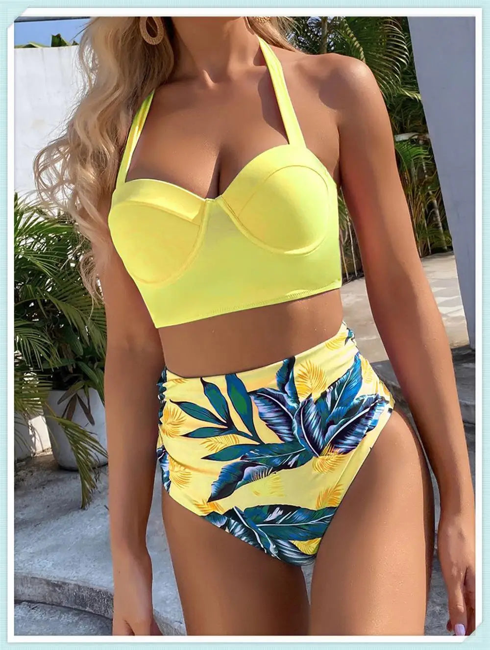 Push Up Swimsuit Women High Waist Bikini Set Butterfly Print Swimwear Female Padded Bathing Suit Swimming Beachwear Summer