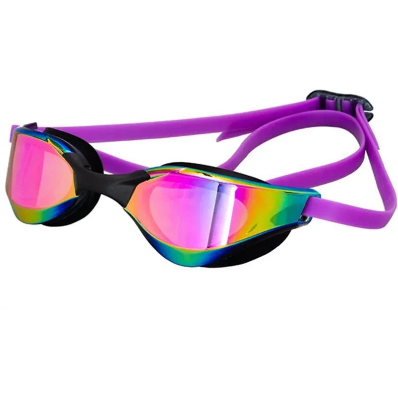 Professional Adult Swim Goggles Waterproof Fog-proof Racing Goggles Men Women Cool Silver Plated Swimming Equip