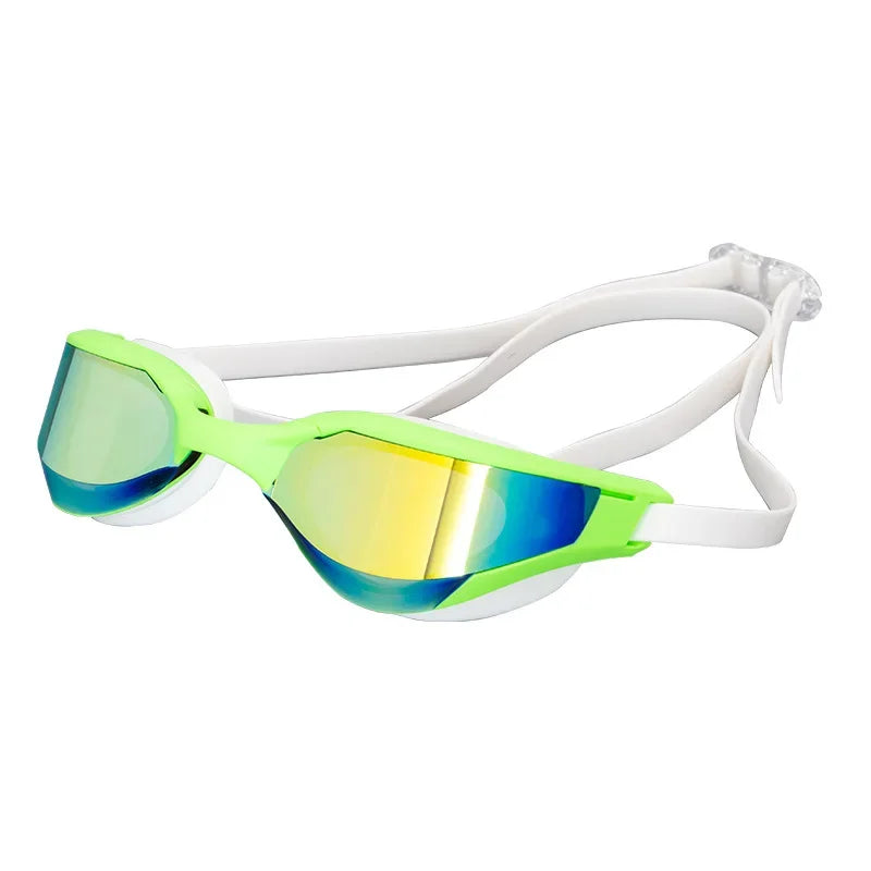 Professional Adult Swim Goggles Waterproof Fog-proof Racing Goggles Men Women Cool Silver Plated Swimming Equip