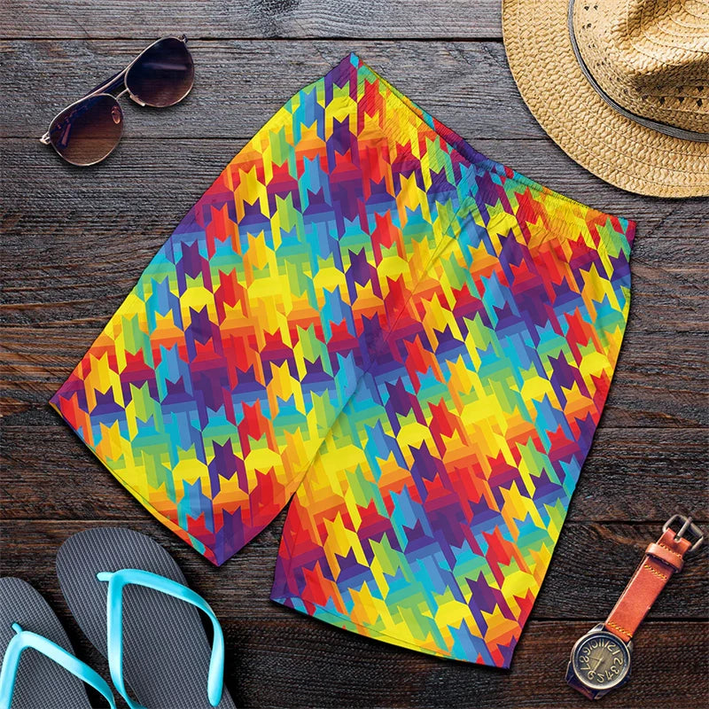 Rainbow Harajuku Short Pants Men 3D Printed Hawaii Swimsuit Trunks 2024 Summer Swimming Beach Shorts Breath Sport Gym Shorts