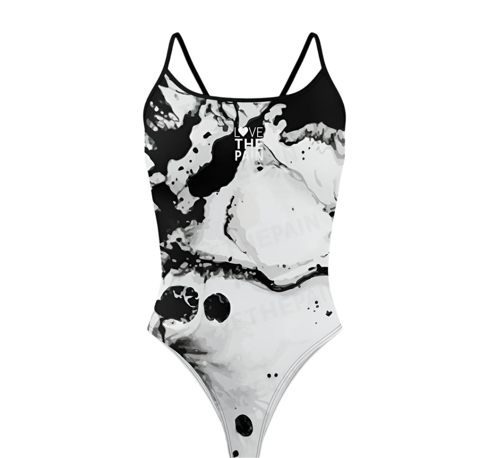 Black & White Design Love The Pain Women Swimsuit One-piece Swimwear Functional Training Swimsuit