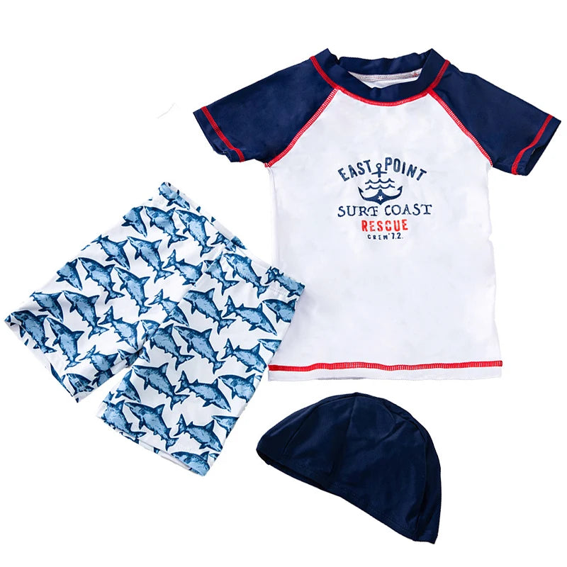 Swimsuit Boys UPF50 Baby Swimwear Shark Dinosaur UV Bathing Suit for Boy 3 Pcs Toddler Surfing Diving Suit Children's Rash Guard