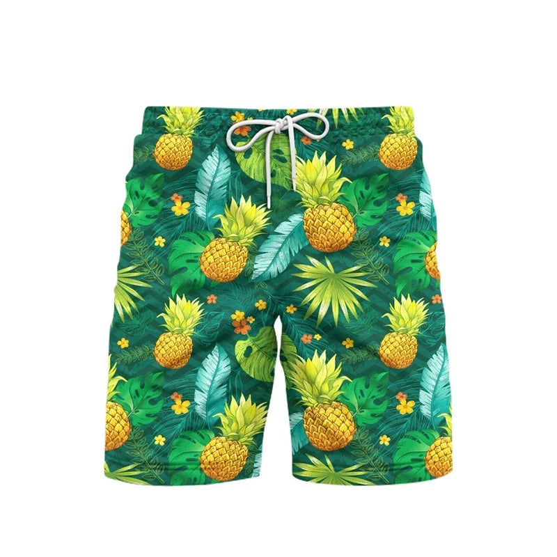 Cartoon Cute Pineapple 3d Printed Shorts For Men & Boys Fruit Watermelon Casual Beach Shorts Quick Dry Fashion Streetwear Short Pants