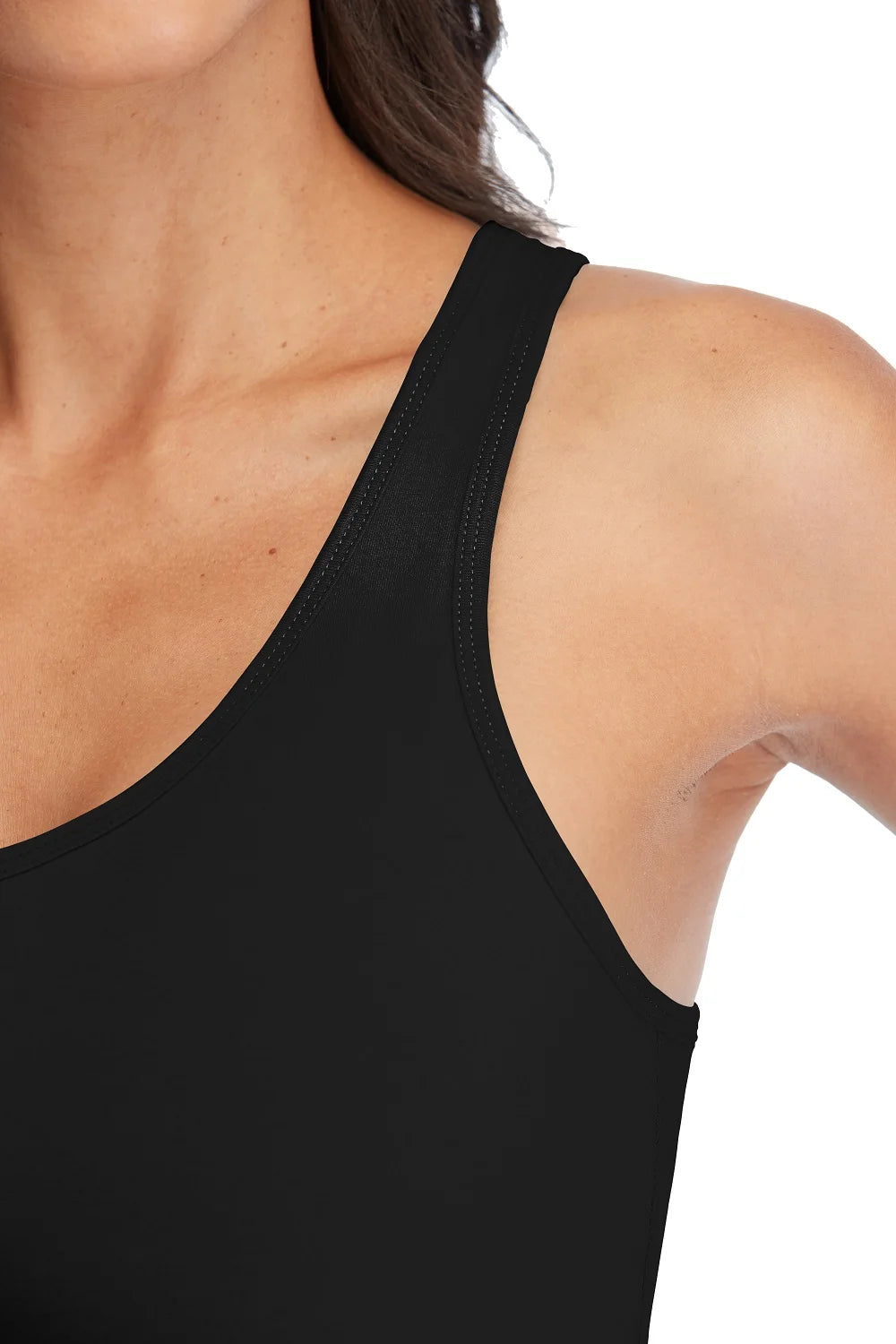Attraco Women's Camisole 2PCS Cotton Solid with Build-in Shelf Bra Tank Tops U-Neck Soft Breathable Basic Sleepwear