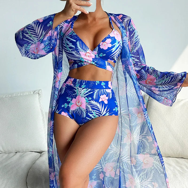 Swimsuits Female Swimwear Push Up For Beach Wear Three-Piece Bathing Suits Pool Bather Women's Swimming Suit