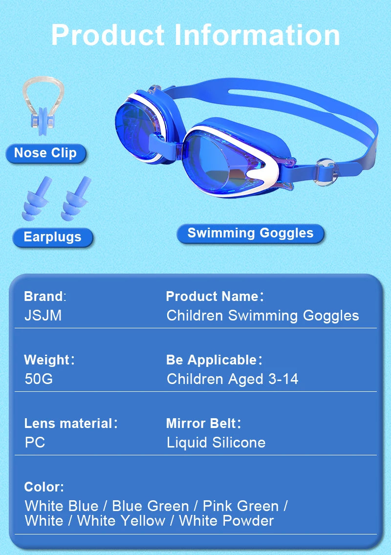 Children Swimming Goggles Anti-Fog Anti-UV Swimming Goggles Silicone Adjustable Professional Swimming Goggles Unisex