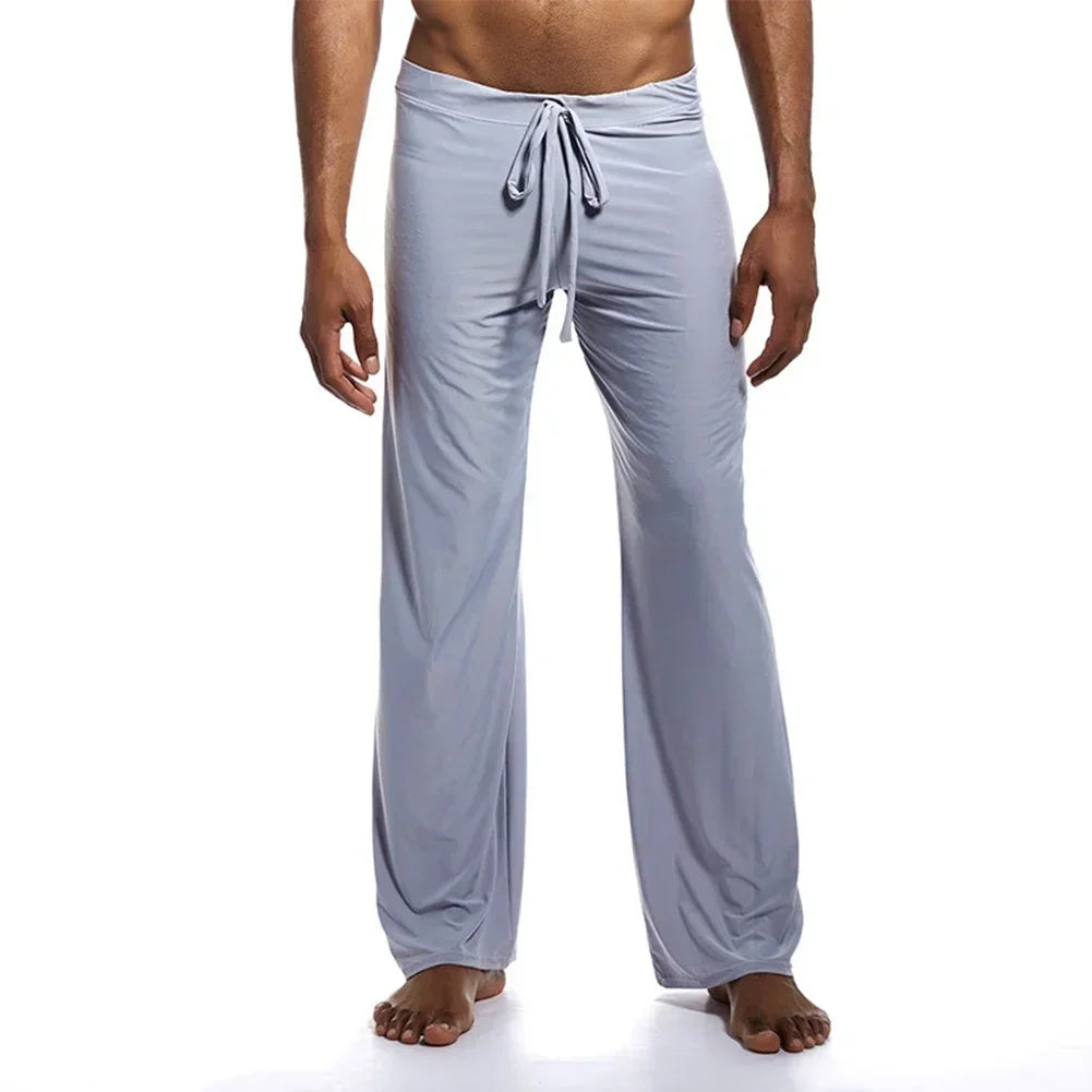 Casual Men's Yoga Drawstring Elastic Pants Sports Gym Active Wide Leg Solid Color Baggy Sweatpants Jogger Pant Trousers Clothing