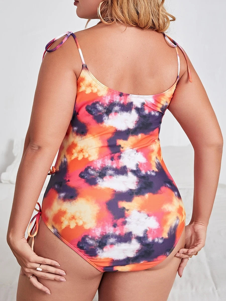 Large Plus Size Swimsuit Women One Piece Printed Strappy Swimwear Female Bathers Bathing Swimming Swim Suit Beachwear