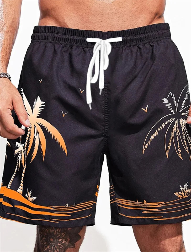 Men's Beach Shorts Fun 3D Striped Print Swim Trunks Fashion Summer Loose Casual Pants Boy Girl Unisex Gym Board Shorts