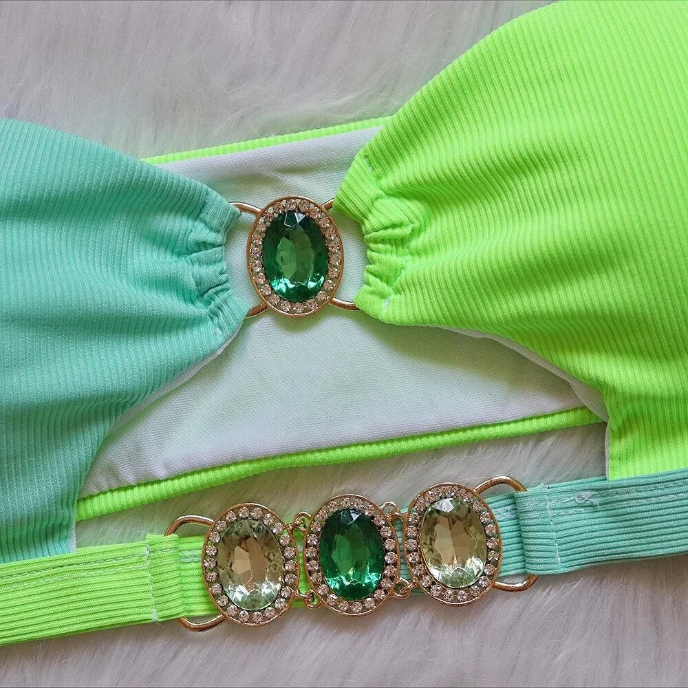 Rhinestones Bikinis Women Swimwear Female Swimsuit Swimming Bathing Suits Girls Brazilian Bikini Set Beachwear Bather