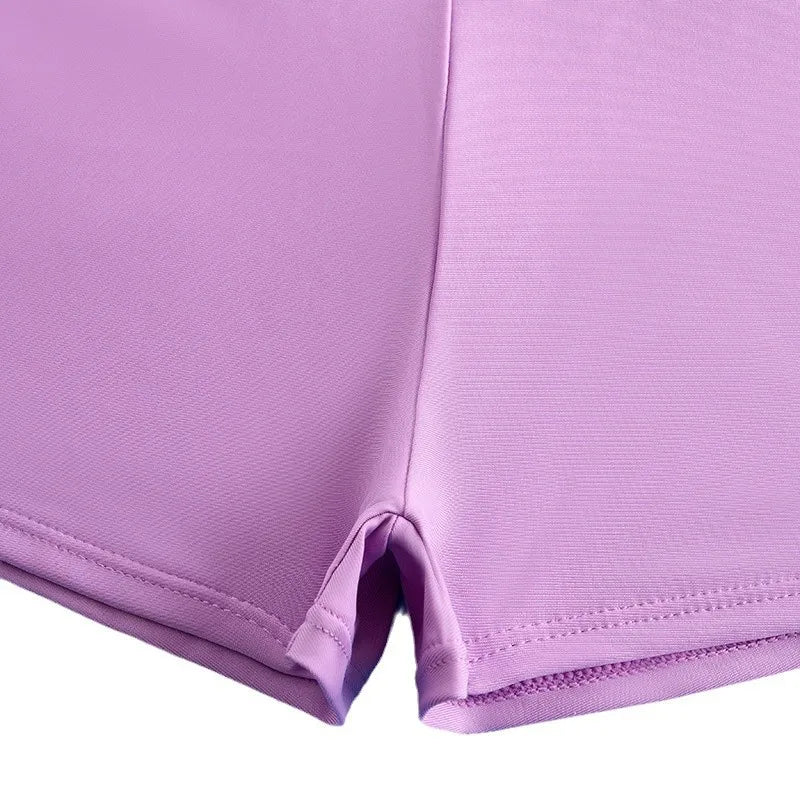 Girls High Waist Bikini Sets Heart Print Crop Tops Kids Swimsuit 8-14 Years Children's Swimwear Teenage Bathing Suit Purple