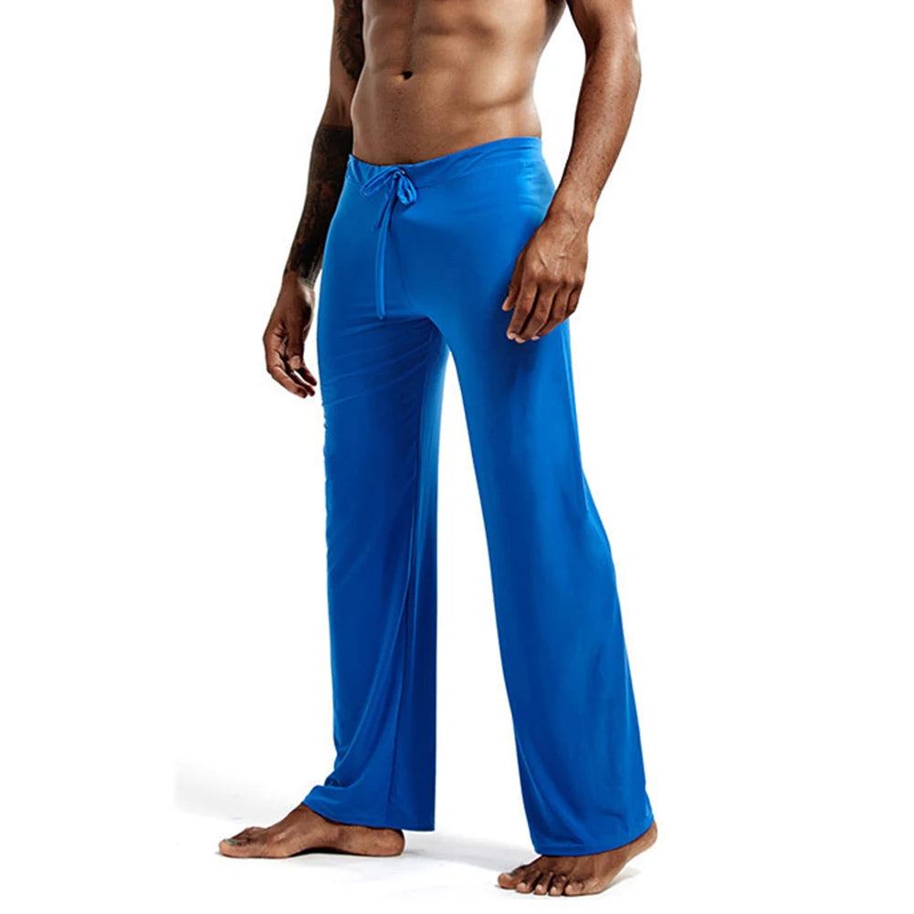 Casual Men's Yoga Drawstring Elastic Pants Sports Gym Active Wide Leg Solid Color Baggy Sweatpants Jogger Pant Trousers Clothing