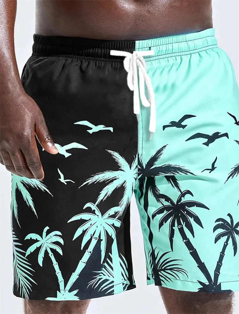 Men's Beach Shorts Fun 3D Striped Print Swim Trunks Fashion Summer Loose Casual Pants Boy Girl Unisex Gym Board Shorts