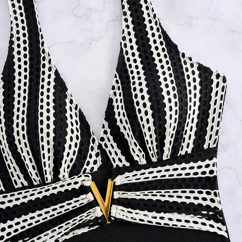 Striped One-Piece Swimsuits Closed Women Swimwear Push Up Swimming Wear Body Bathing Suits Beachwear Pool Bather